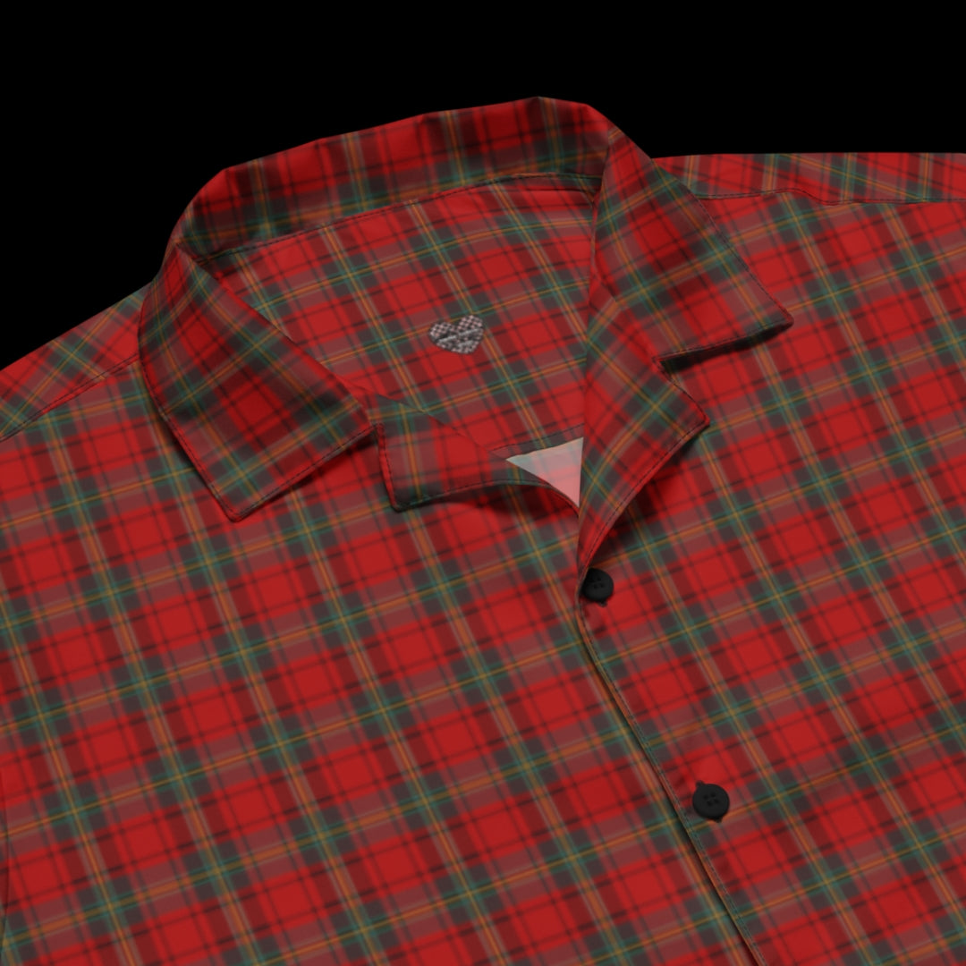 A red punk tartan pattern short sleeve shirt with back print Punks not dead.