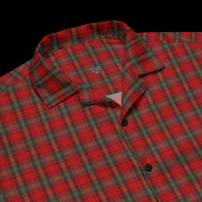 A red punk tartan pattern short sleeve shirt with back print Punks not dead.