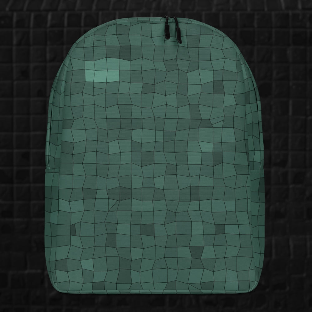 a teal skewed mosaic pattern backpack