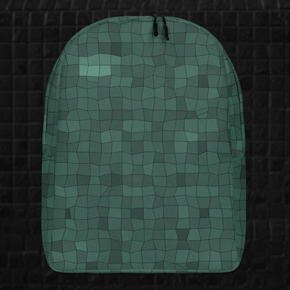 a teal skewed mosaic pattern backpack