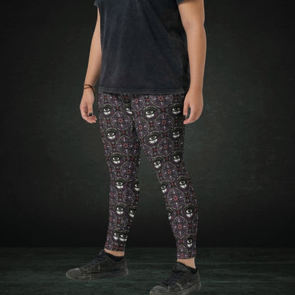 person wearing dARK kaleidoscope like leggings with crying eyes and emo symbols