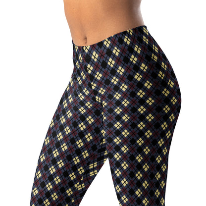 leggings with diamond argyle pattern with purple base and black accent