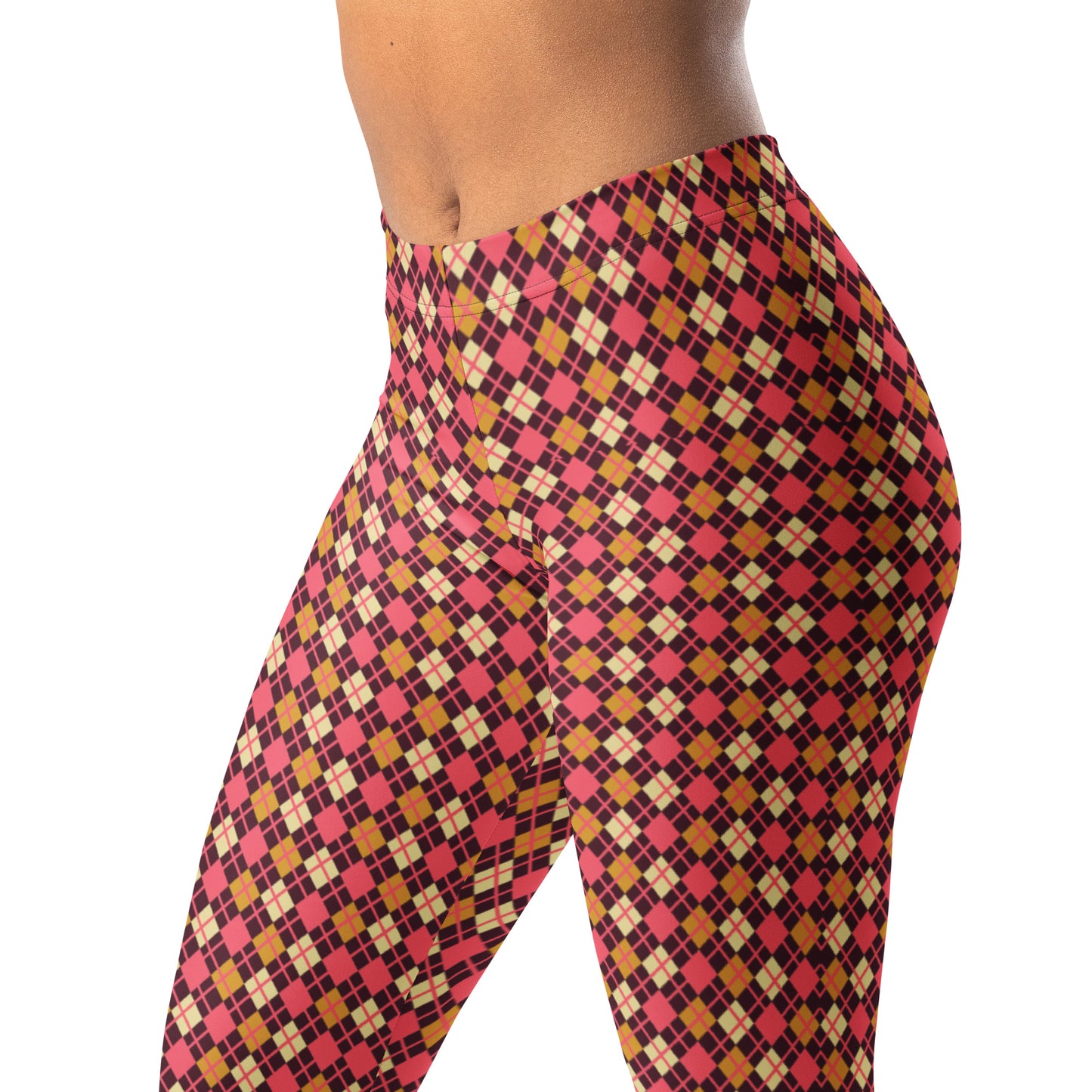 burgundy diamond patterned leggings