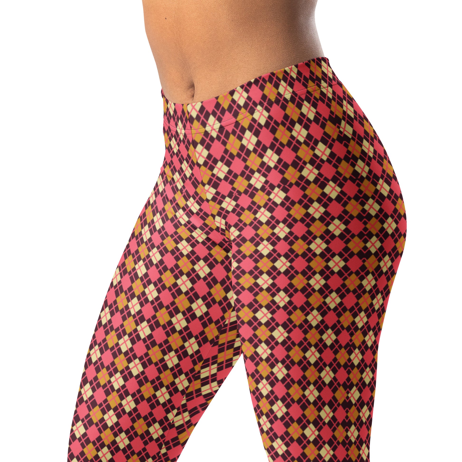 burgundy diamond patterned leggings