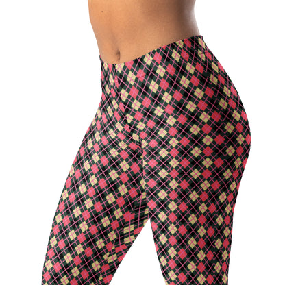 woman wearing leggings with an argyle pattern