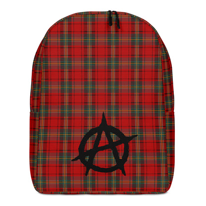 Punk tartan backpack with anarchy symbol