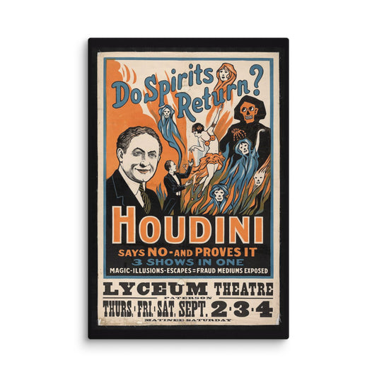 Do spirits return, no says Houdini - vintage canvas wall art