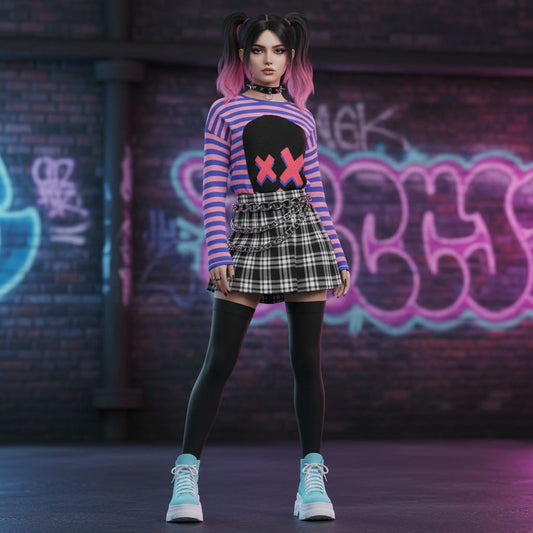 e-girl style outfit inspo for the dead cute striped knit