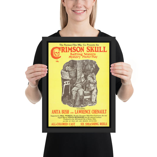 Crimson skull framed vintage movie poster