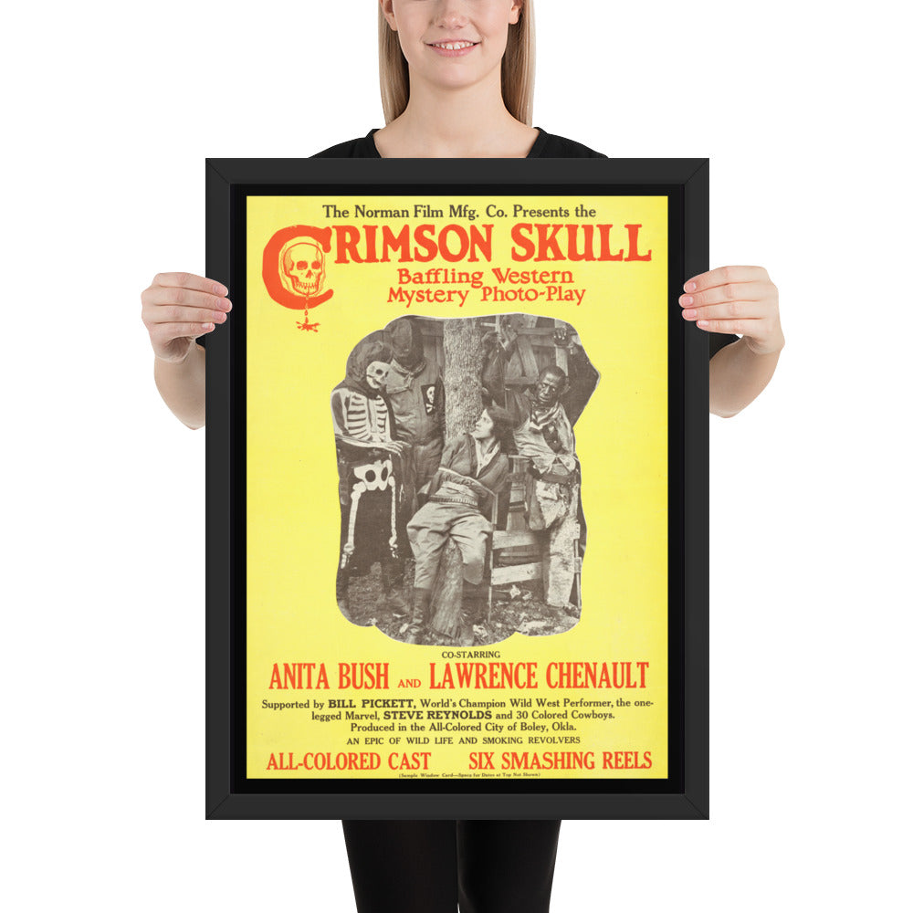 Crimson skull framed vintage movie poster