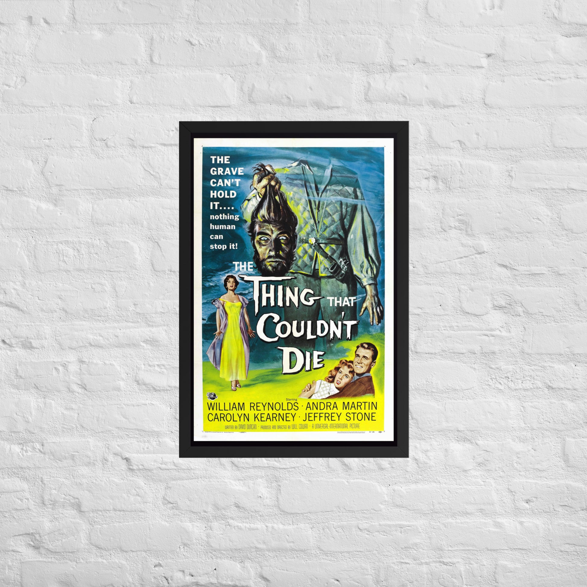 framed poster of a vintage horror movie the thing that couldn't die