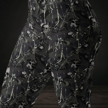 Grey camo splatter skull pattern leggings