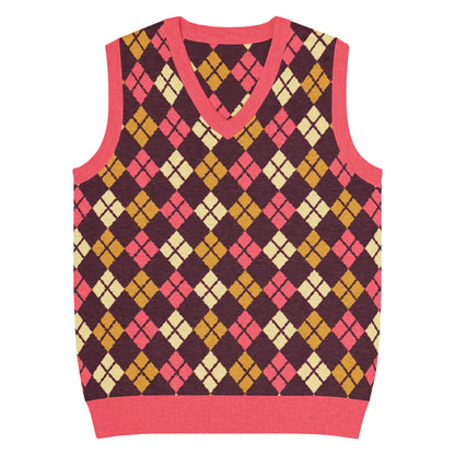 Emo-scene aesthetic diamond knitted vest