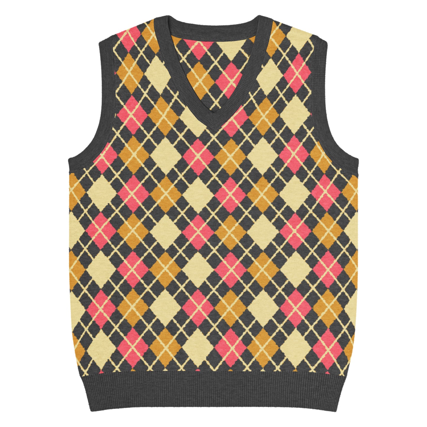 Emo-scene aesthetic diamond knitted vest