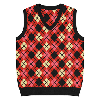 Emo-scene aesthetic diamond knitted vest