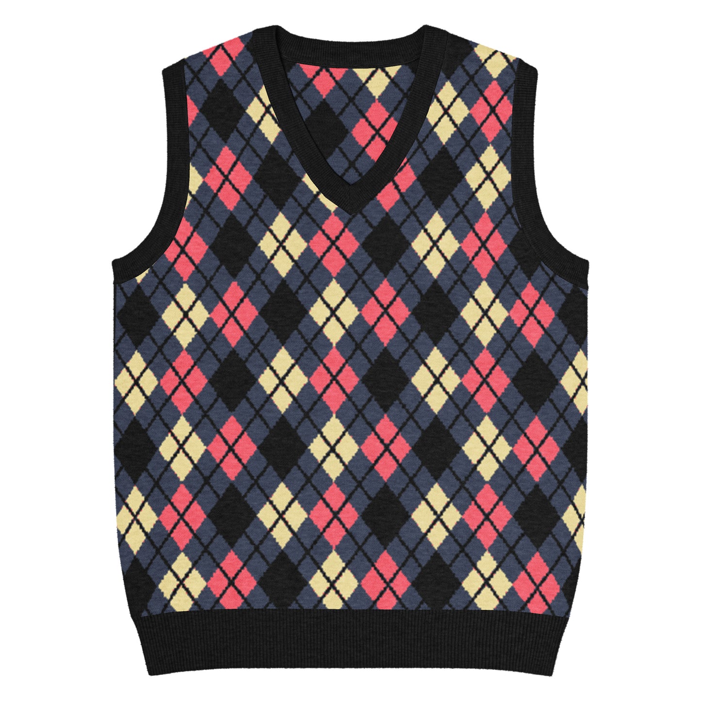 Emo-scene aesthetic diamond knitted vest