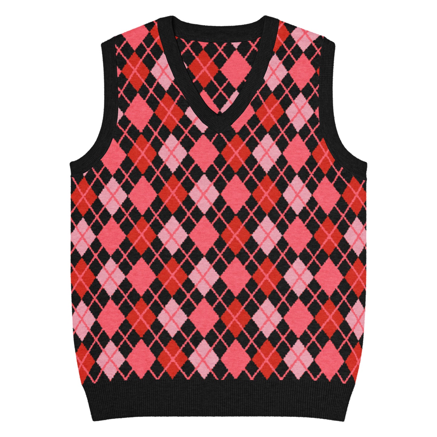 Emo-scene aesthetic diamond knitted vest