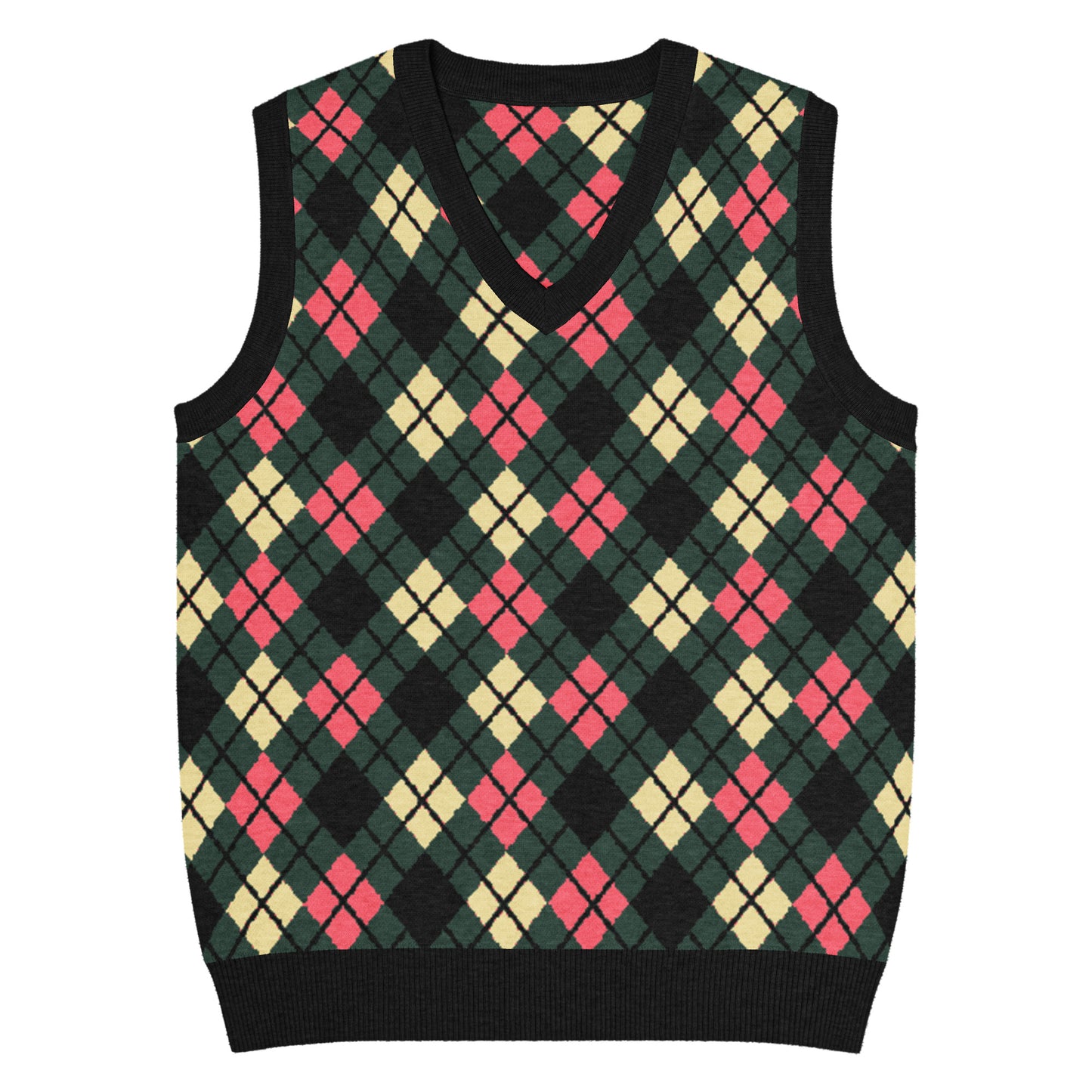 Emo-scene aesthetic diamond knitted vest