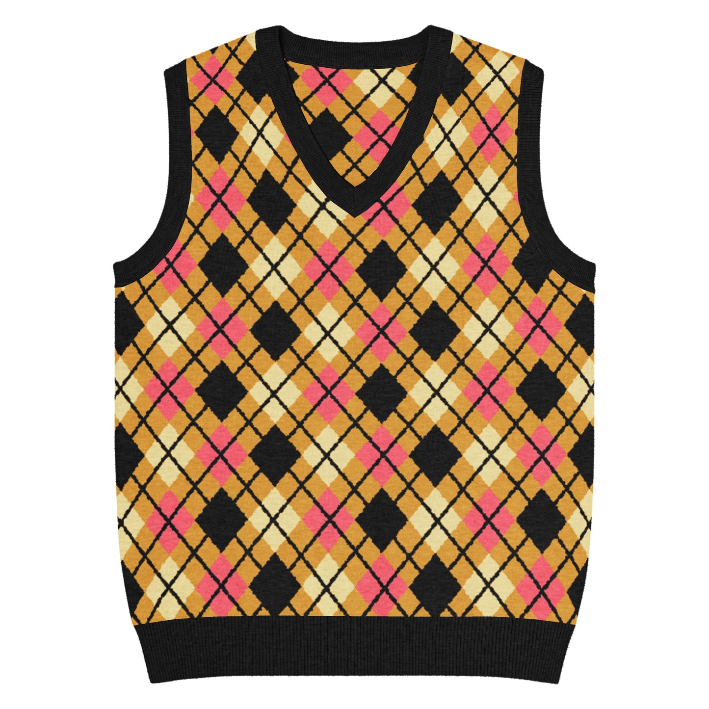 Emo-scene aesthetic diamond knitted vest