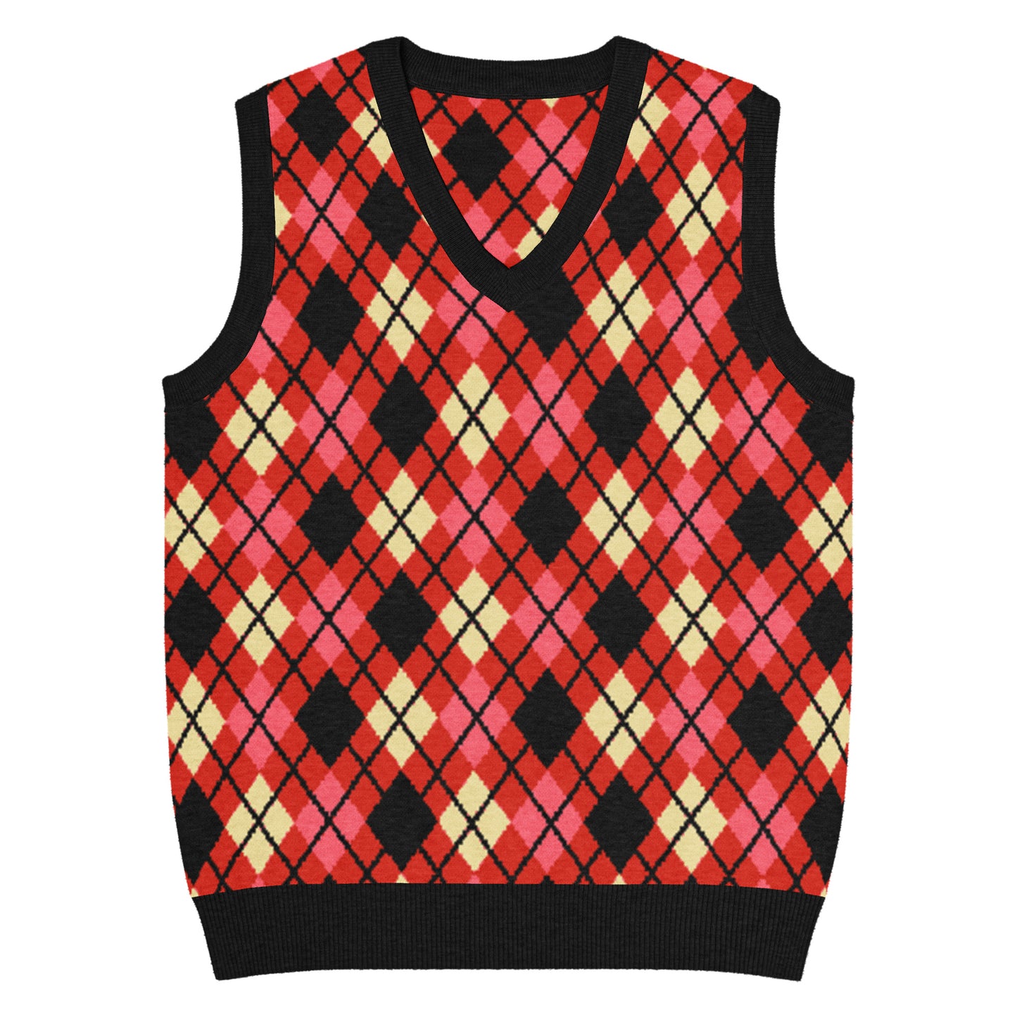 Emo-scene aesthetic diamond knitted vest