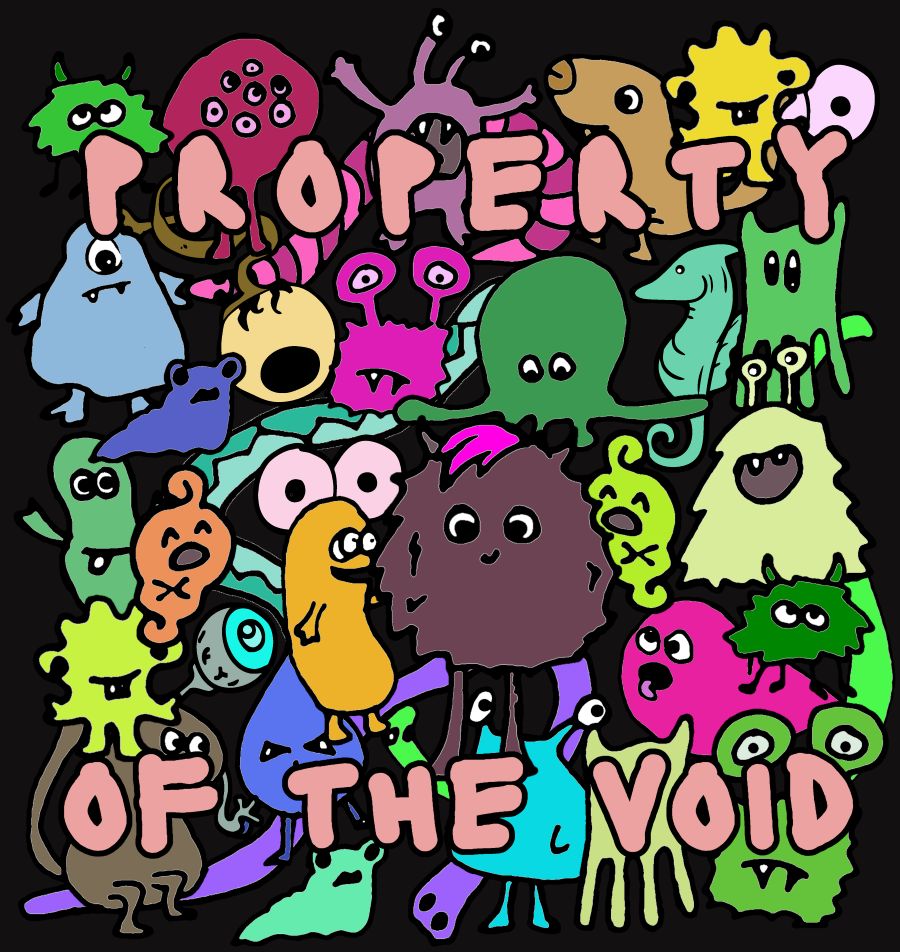 close up of the colorful monsters print in the front