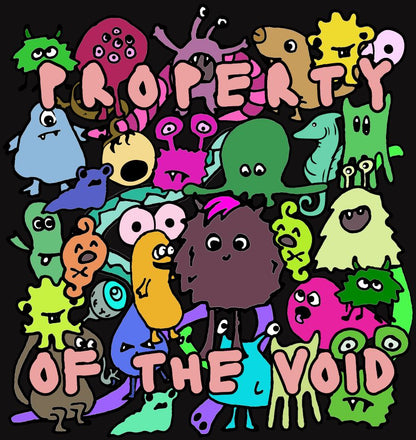 close up of the colorful monsters print in the front