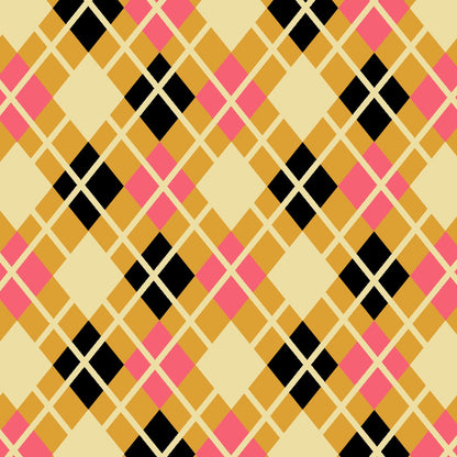pink-yellow-black argyle patterned leggings 