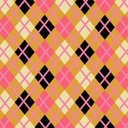 pink-yellow-black argyle patterned leggings 