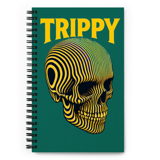 Trippy skull spiral notebook