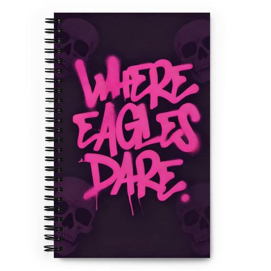 purple notebooks with misfits song names and skulls on the cover
