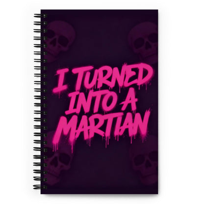 purple notebooks with misfits song names and skulls on the cover