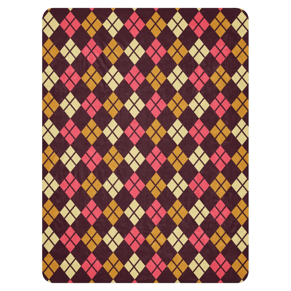 a fleece sherpa blanket with a colorful emo vibe argyle pattern
