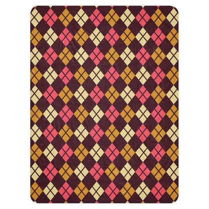 a fleece sherpa blanket with a colorful emo vibe argyle pattern