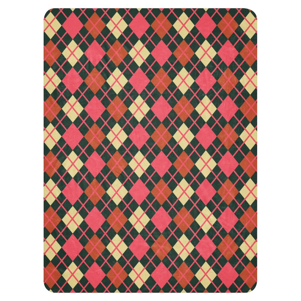 a fleece sherpa blanket with a colorful emo vibe argyle pattern