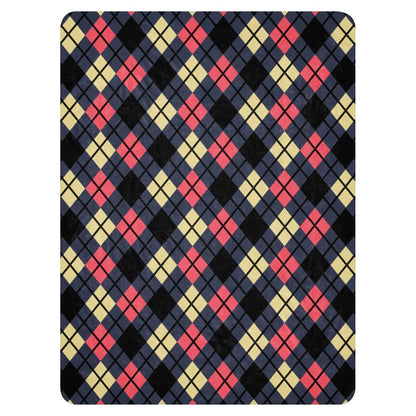 a fleece sherpa blanket with a colorful emo vibe argyle pattern