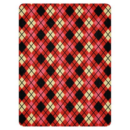 a fleece sherpa blanket with a colorful emo vibe argyle pattern