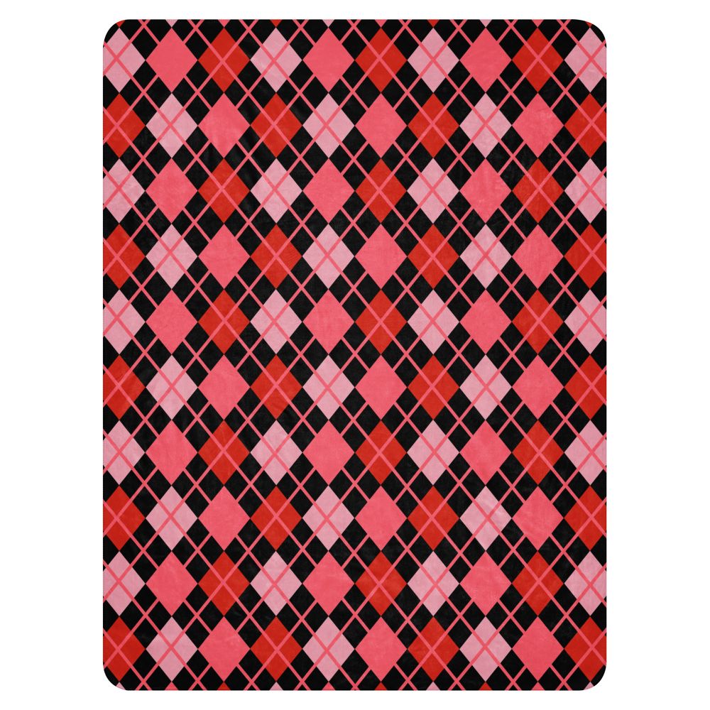 a fleece sherpa blanket with a colorful emo vibe argyle pattern