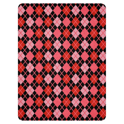 a fleece sherpa blanket with a colorful emo vibe argyle pattern