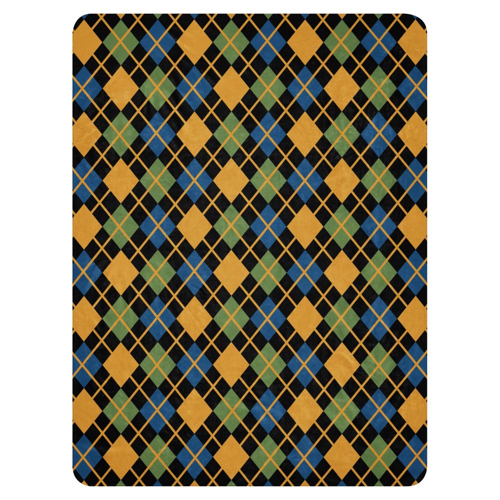 a fleece sherpa blanket with a colorful emo vibe argyle pattern