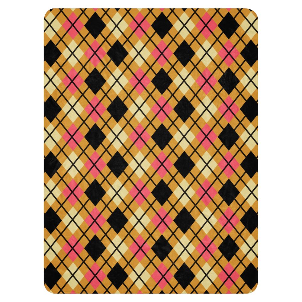 a fleece sherpa blanket with a colorful emo vibe argyle pattern