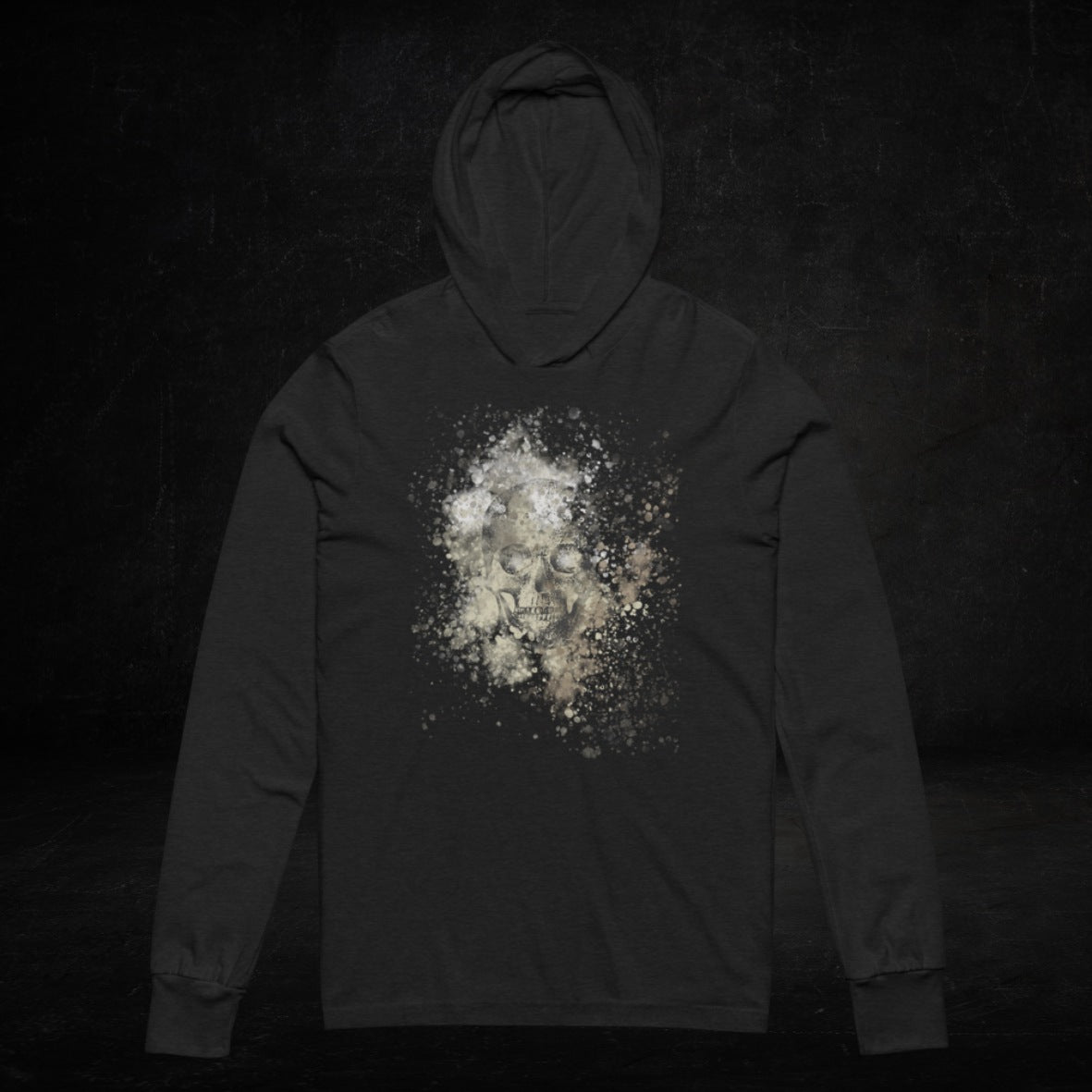 Camo splatter skull hooded long-sleeve tee