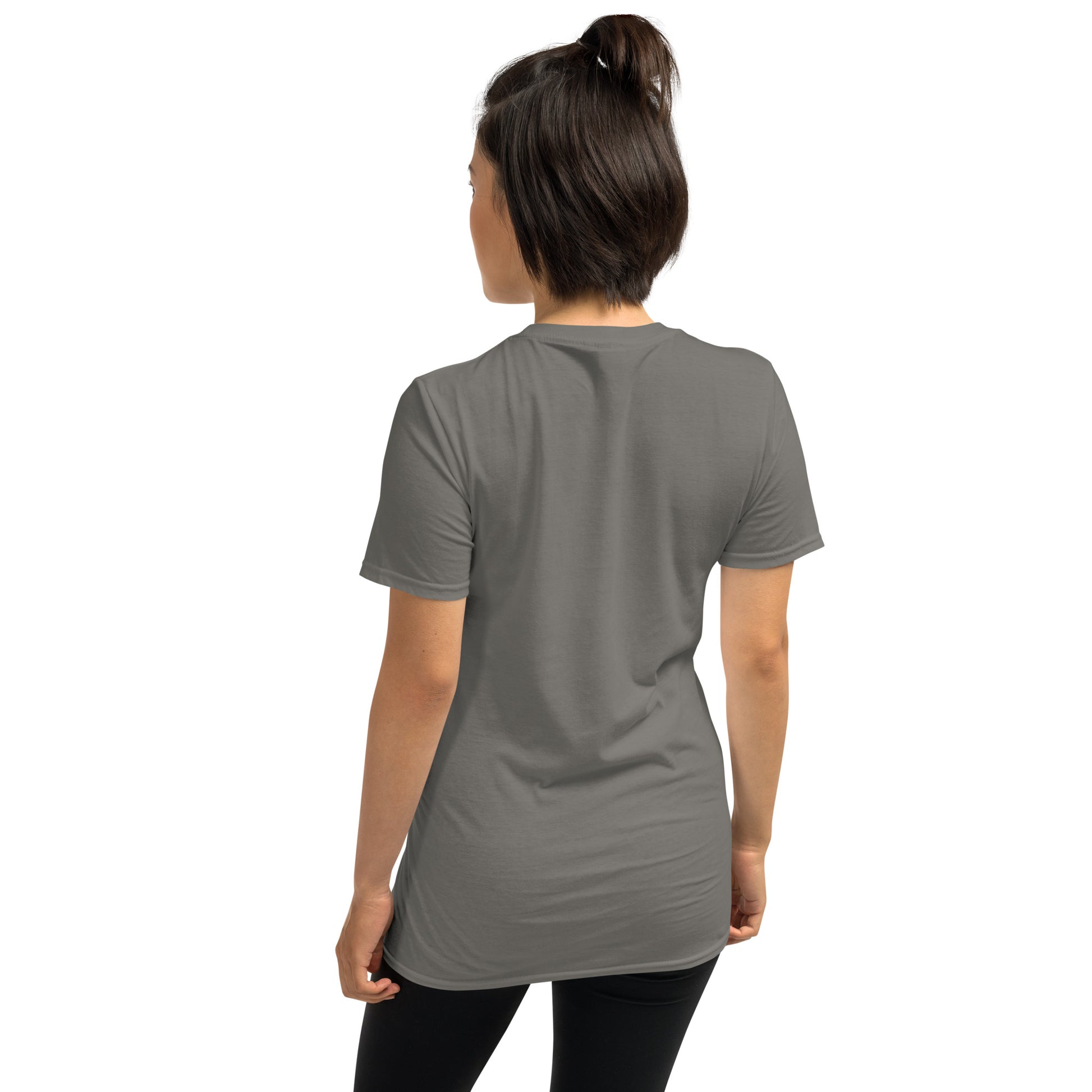 woman wearing a grey shown from the back