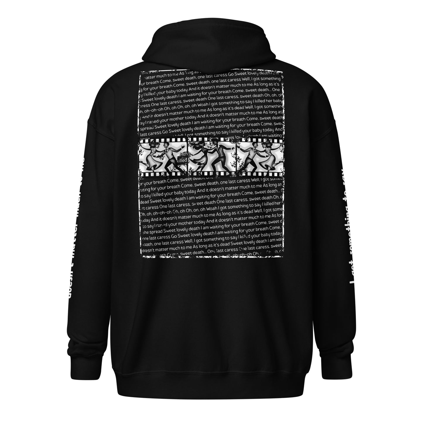 "one last caress" tribute to misfits zip up hoodie back