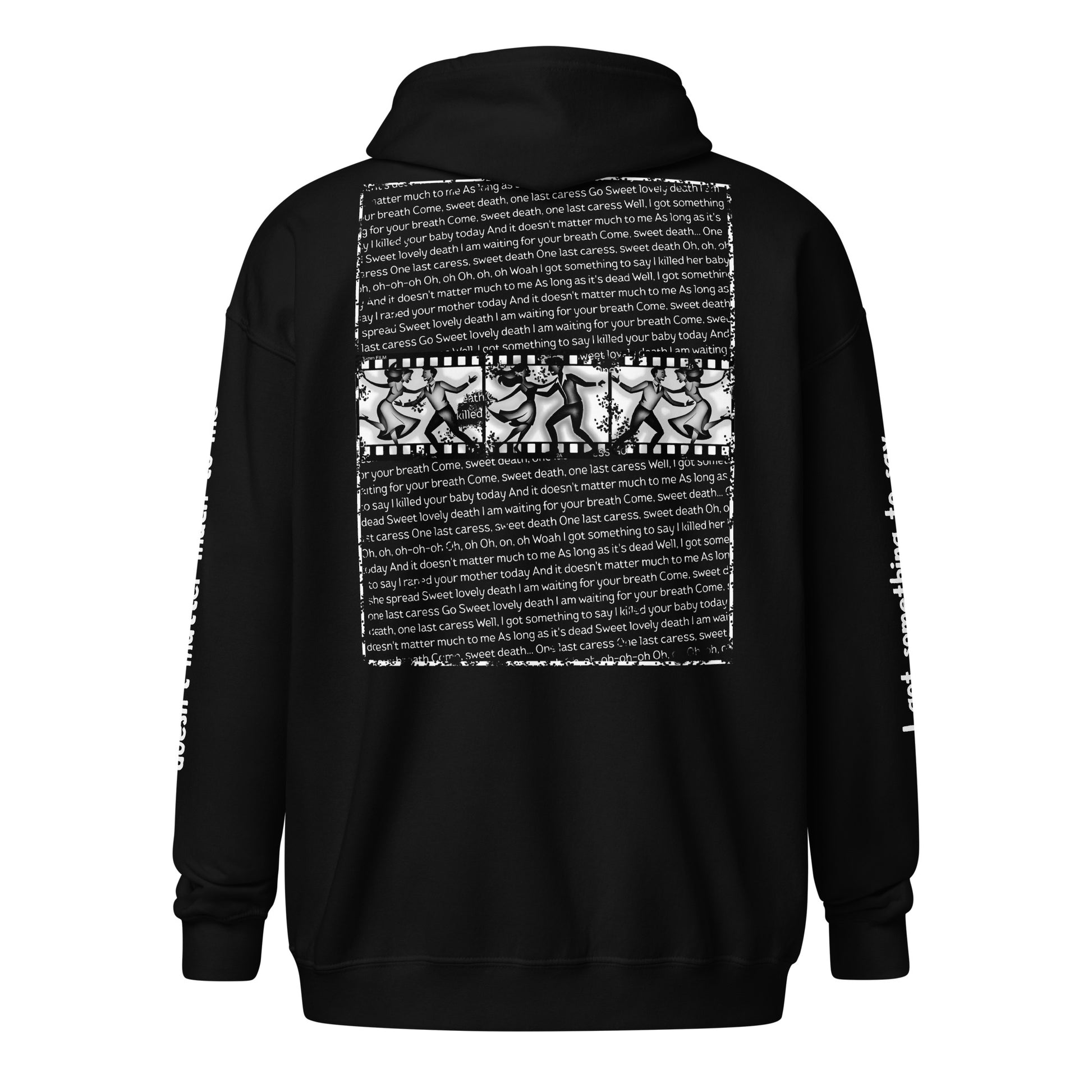 "one last caress" tribute to misfits zip up hoodie back