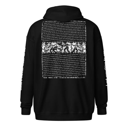 "one last caress" tribute to misfits zip up hoodie back