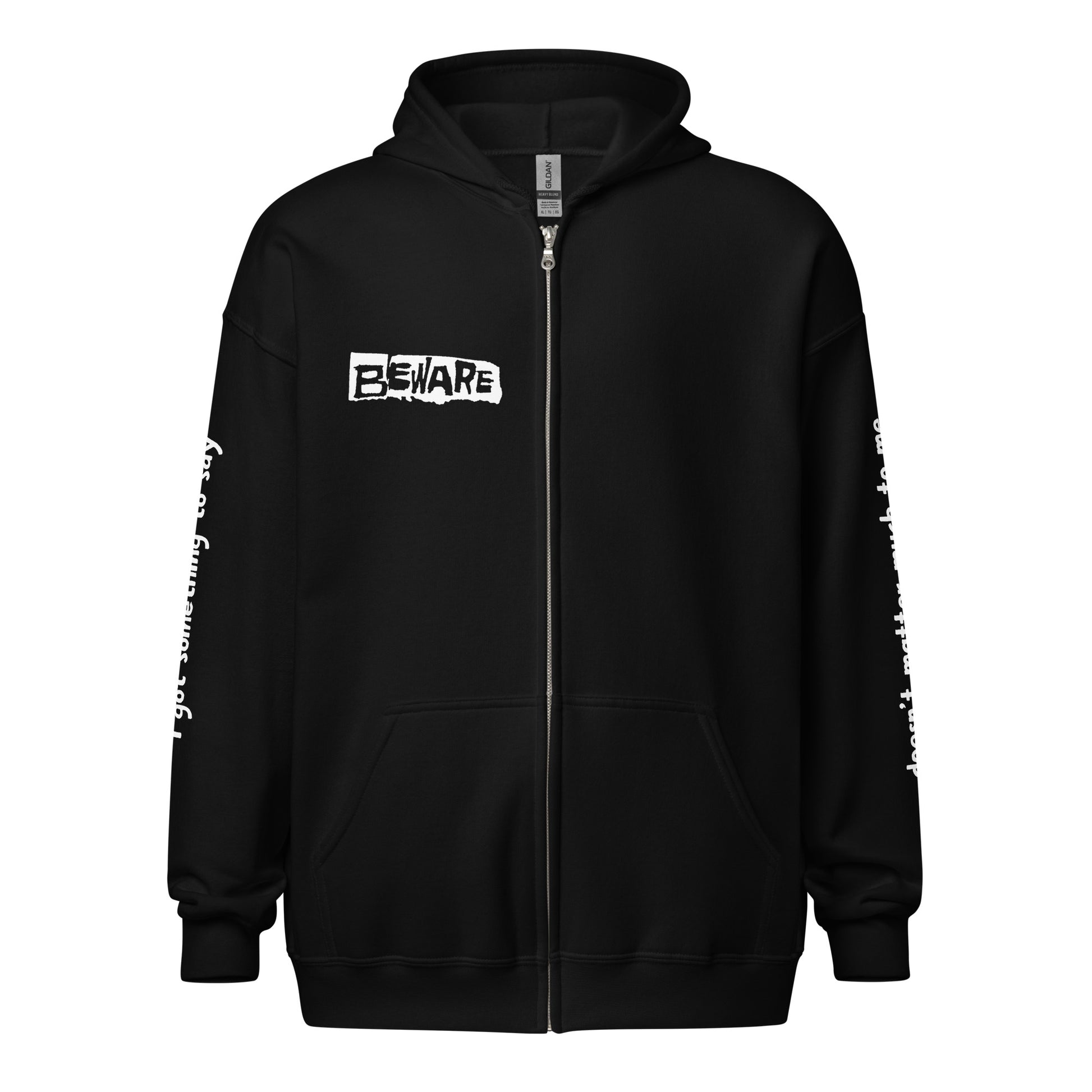 "one last caress" tribute to misfits zip up hoodie front