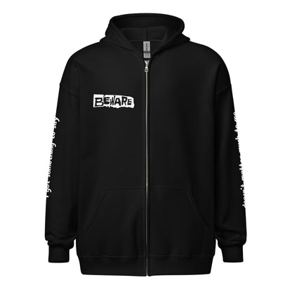 "one last caress" tribute to misfits zip up hoodie front