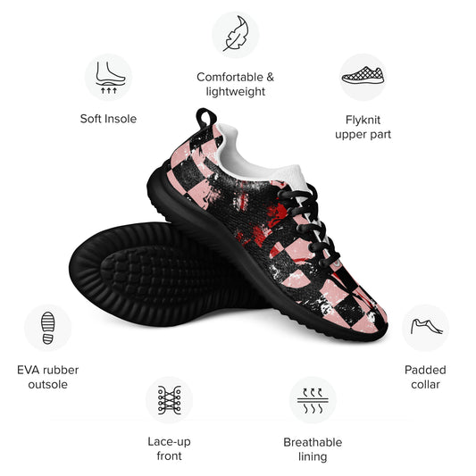 Heartbreak trainers - womens athletic shoes with a heartbreak pink & black emo pattern
