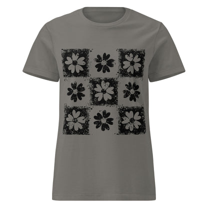 a t-shirt with emo vibe distressed floral pattern grid
